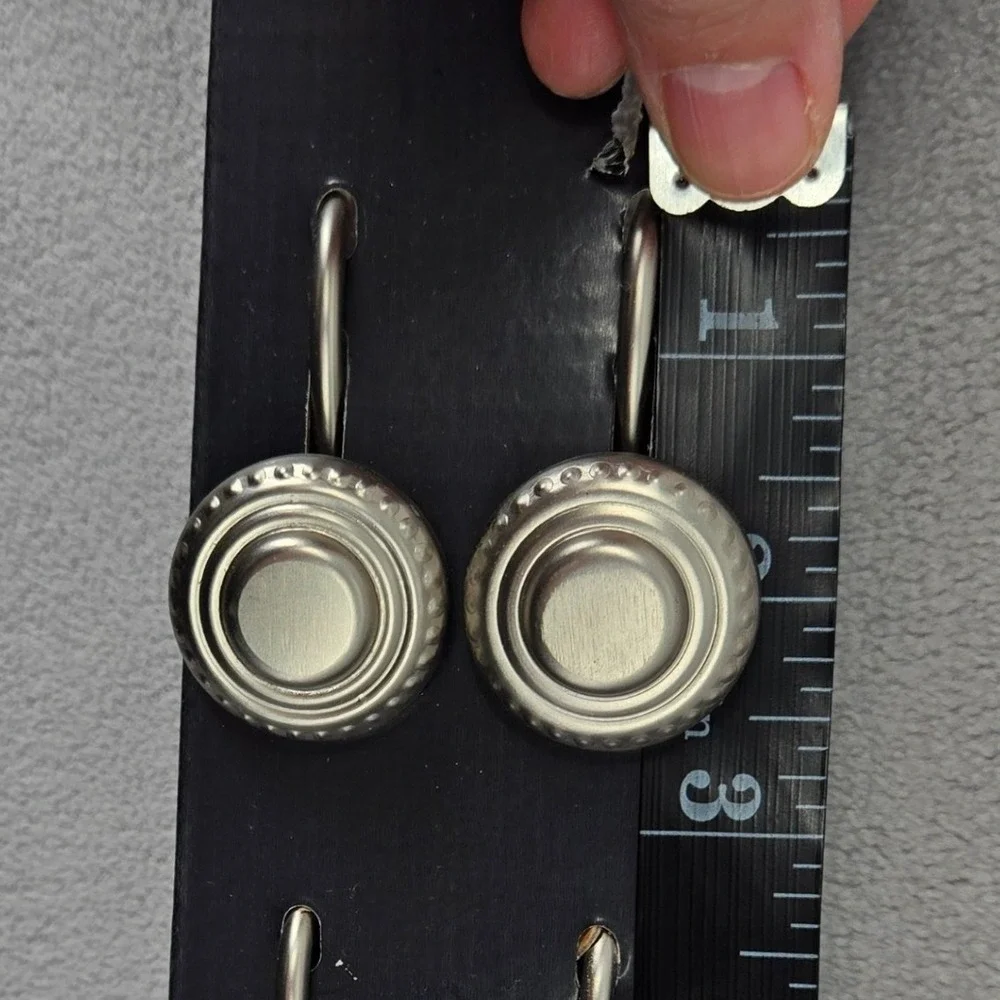 Shower‎ Curtain hooks Set of 12 Brushed Nickel Medallion Silver Metal